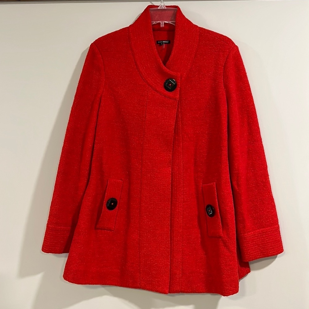 600 West - red‎ wool coat/cape, small